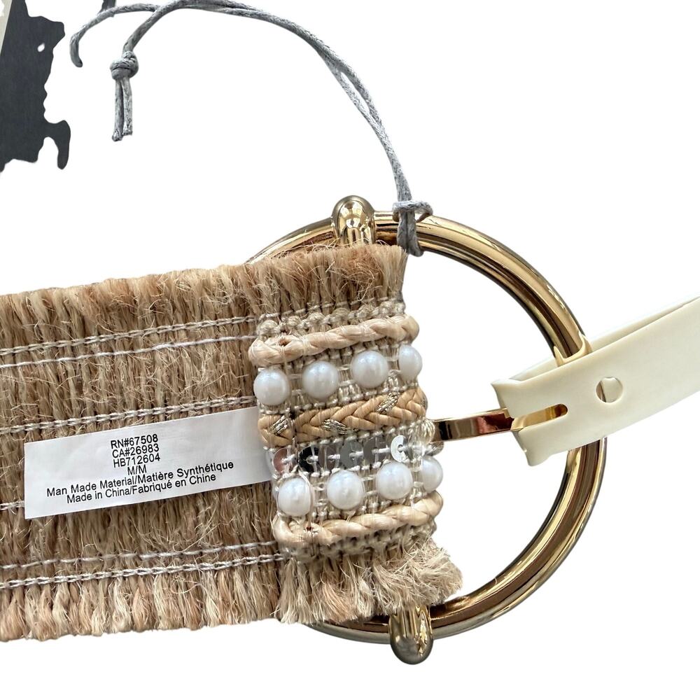 NWT Haute Hippie Style Boho Pearl & Sequin Woven Belt - Size M - Picture 14 of 16